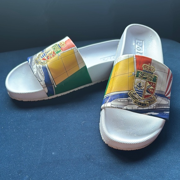 Polo by Ralph Lauren Cayson Nautical Crest Slide Sandal Men's Size: 11 - Picture 1 of 9
